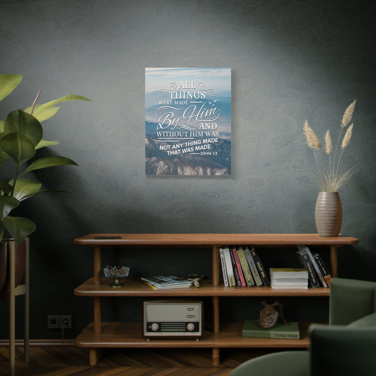 Scripture Canvas Made by Him John 1:3 Christian Wall Art Bible Verse Print Ready to Hang