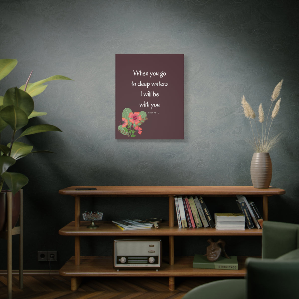 Scripture Canvas I Will Be With You Isaiah 43:2 Christian Wall Art Bible Verse Print Ready to Hang