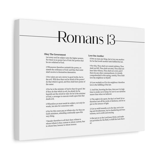 Scripture Canvas Romans 13 Christian Wall Art Print Ready to Hang