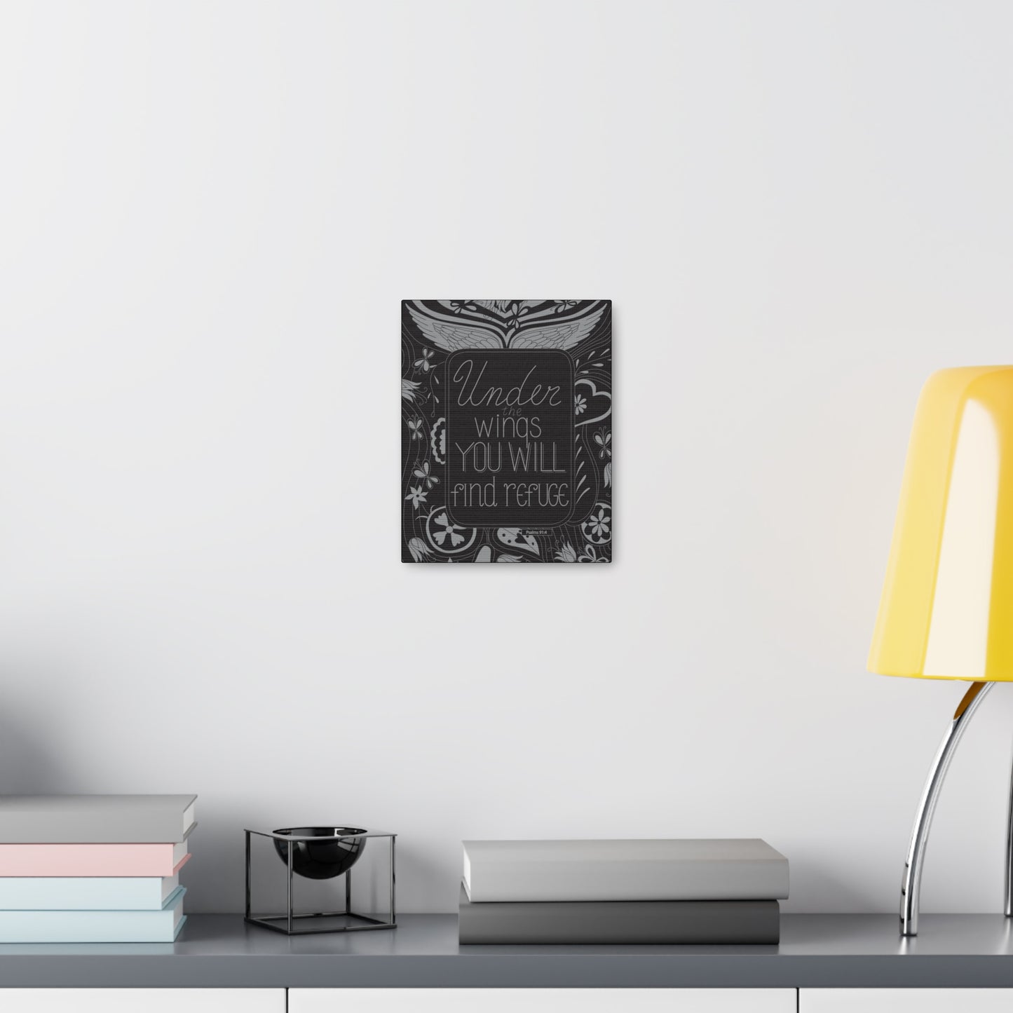 You Will Find Refuge Psalm 91:4 Bible Verse Canvas Christian Wall Art Ready to Hang