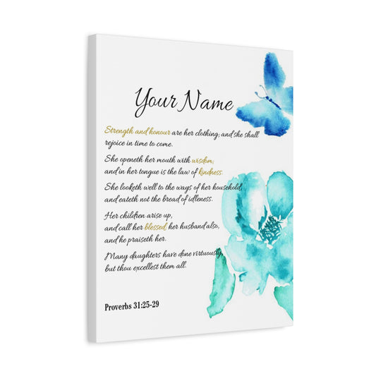 Scripture Walls Personalized She is Strong Proverbs 31:25-29 Bible Chapter Canvas Christian Wall Art Ready to Hang