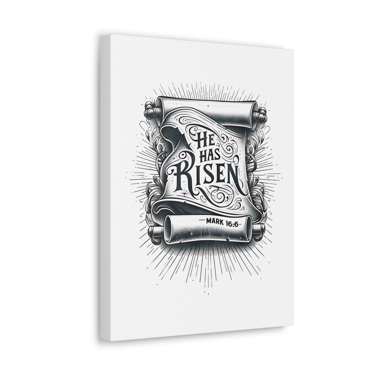 Mark 16:6 He Has Risen Bible Verse Canvas Christian Wall Art Ready to Hang Unframed