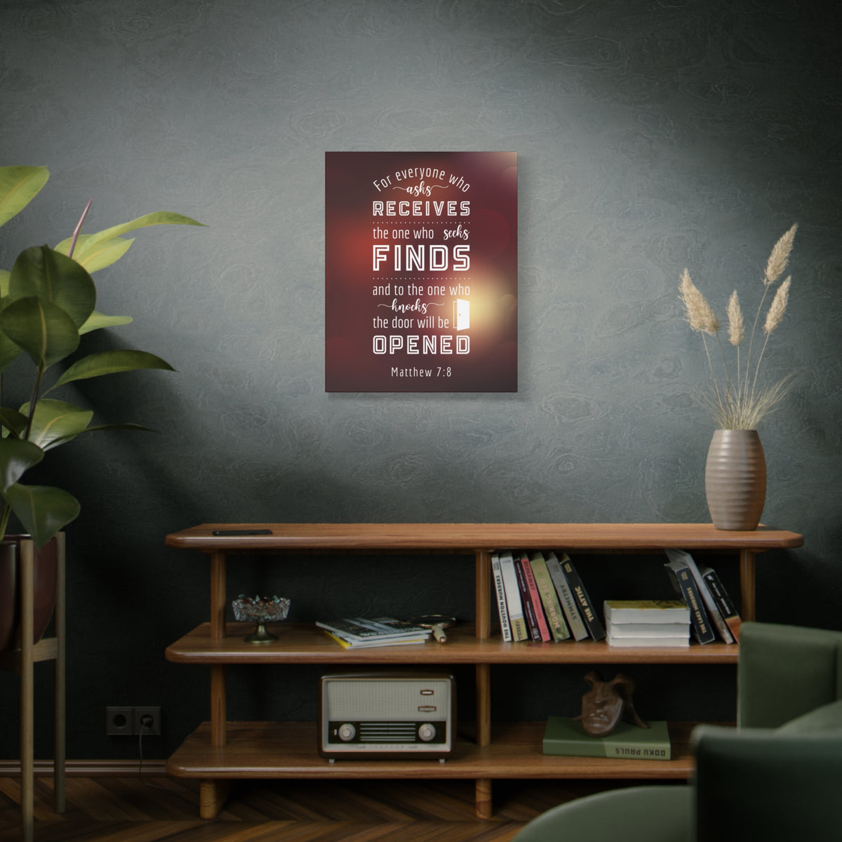 Scripture Canvas The One Who Seeks Matthew 7:8 Christian Wall Art Bible Verse Print Ready to Hang