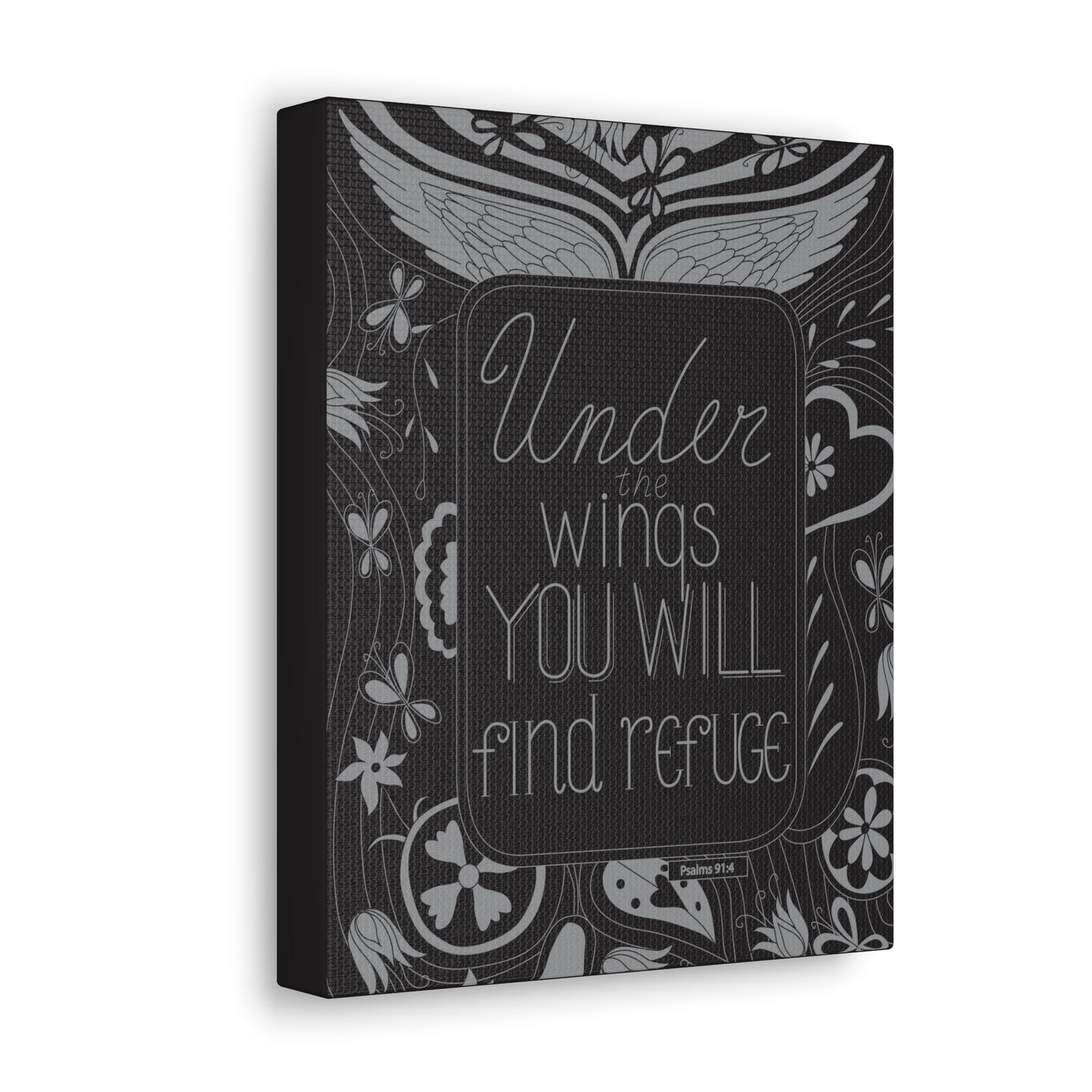 You Will Find Refuge Psalm 91:4 Bible Verse Canvas Christian Wall Art Ready to Hang
