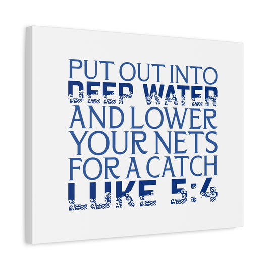 Scripture Walls Into Deep Water Luke 5:4 Waves Bible Verse Canvas Christian Wall Art Ready to Hang