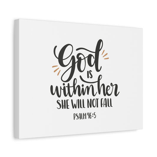 Scripture Canvas Within Her Psalm 46:5 Christian Wall Art Bible Verse Print Ready to Hang
