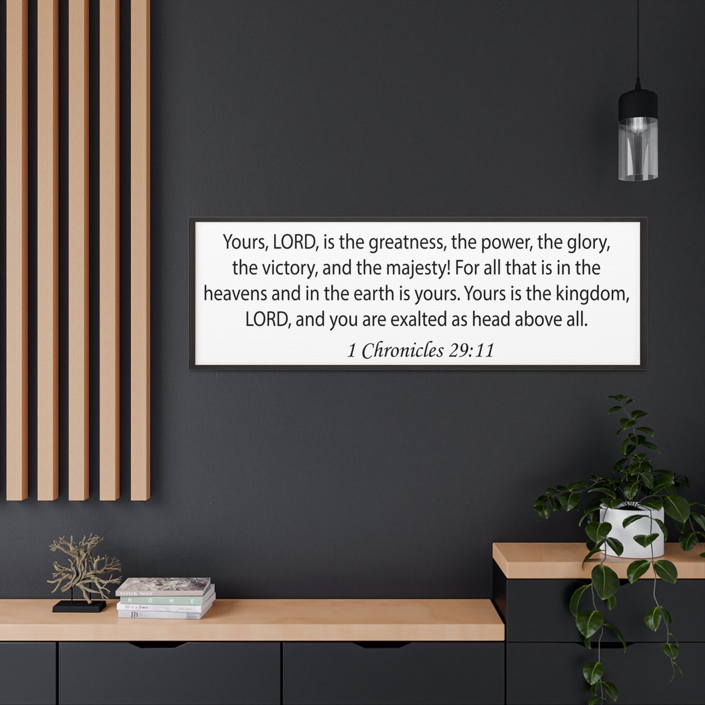 1 Chronicles 29:11 White Bible Verse Canvas Christian Wall Art Ready to Hang Unframed
