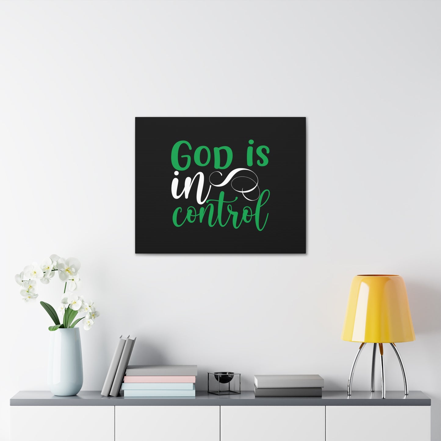 God Is In Control Psalm 27:1 Green Christian Wall Art Bible Verse Print Ready to Hang