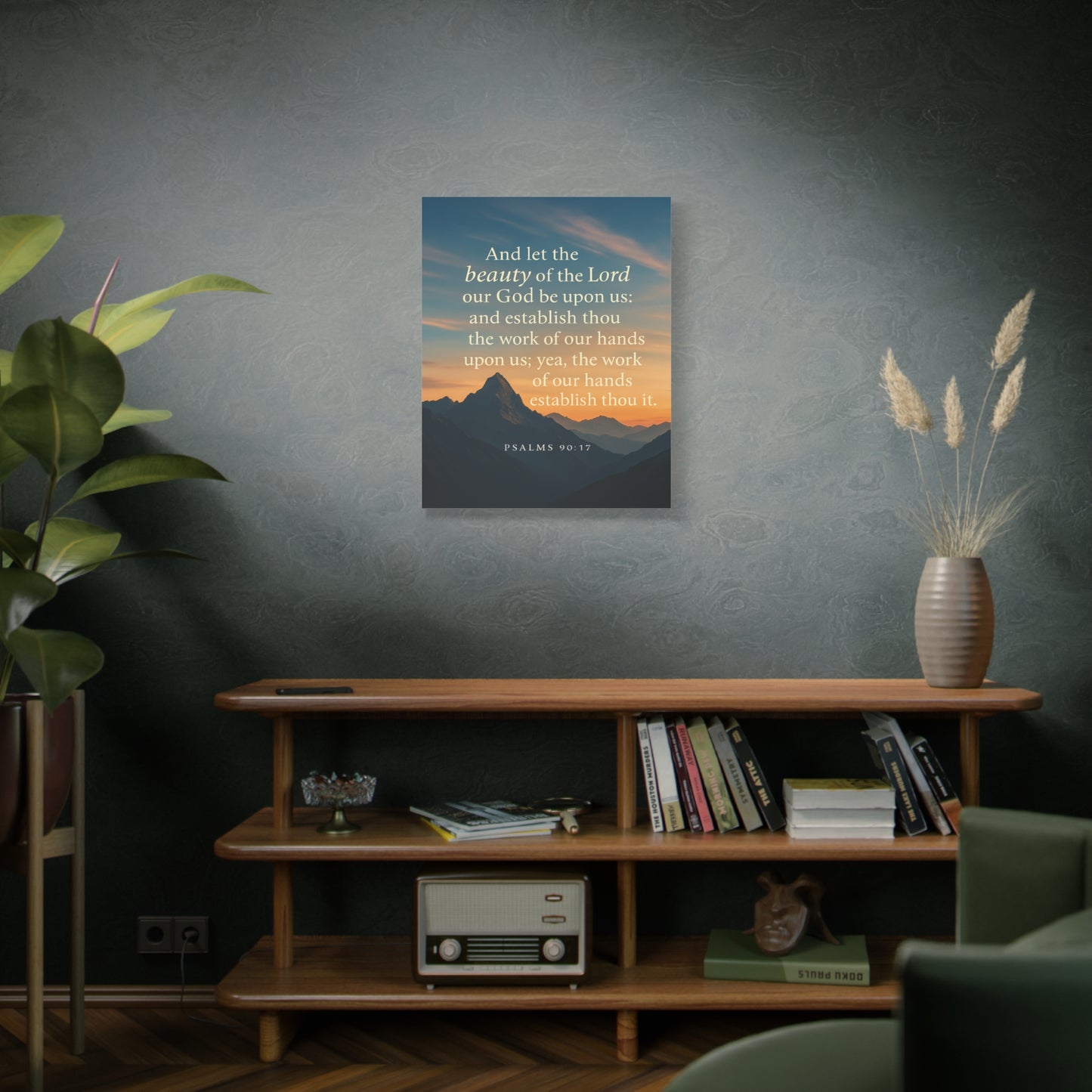 Bible Verse Canvas Psalms 90:17 Christian Home Décor Wall Art Scripture Ready to Hang Faith Print