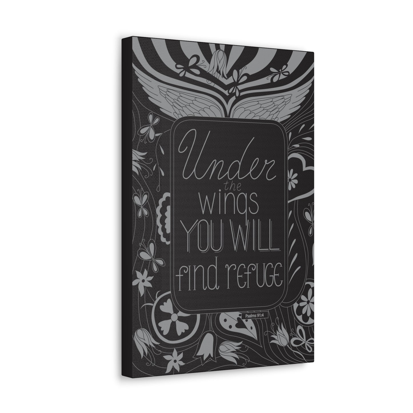 You Will Find Refuge Psalm 91:4 Bible Verse Canvas Christian Wall Art Ready to Hang