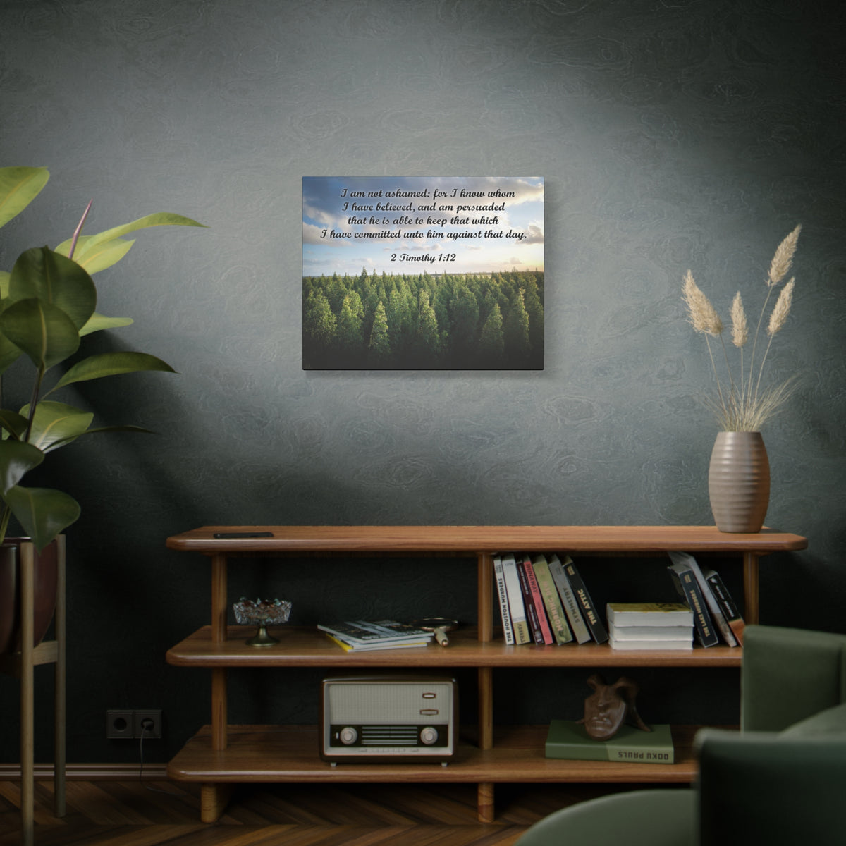 Scripture Canvas Not Ashamed 2 Timothy 1:12 Christian Wall Art Bible Verse Print Ready to Hang
