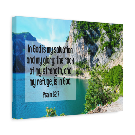 Scripture Canvas In God is My Salvation Psalm 62:7 Christian Wall Art Bible Verse Print Ready to Hang
