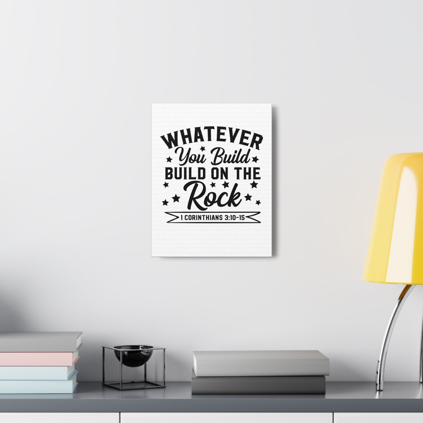 1 Corinthians 3:10-15 Build on The Rock Bible Verse Canvas Christian Wall Art Ready to Hang Unframed