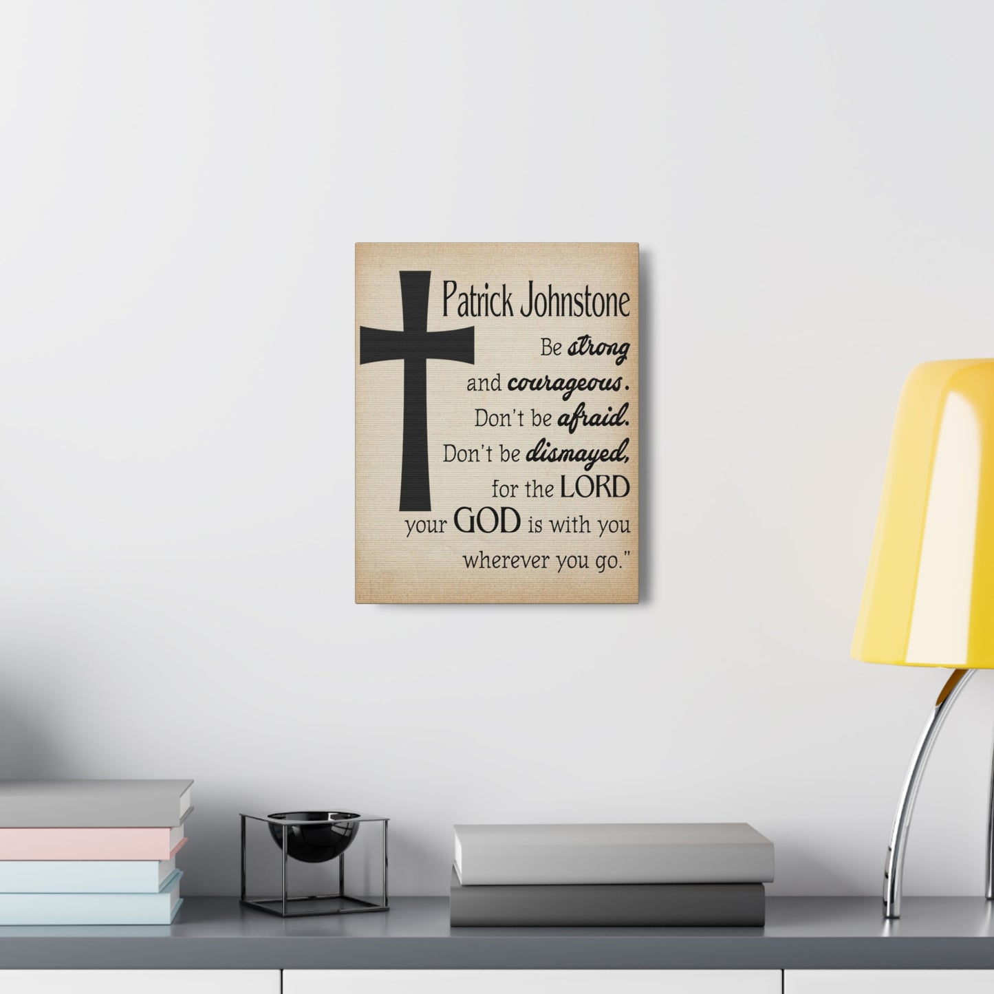 Personalized Joshua 1:9 Cross Bible Chapter Canvas Christian Wall Art Ready to Hang