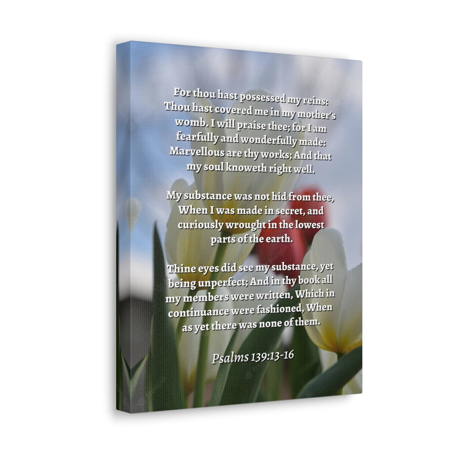 Wonderfully Made Psalm 139:14 Flower Bible Verse Canvas Christian Wall Art Ready to Hang