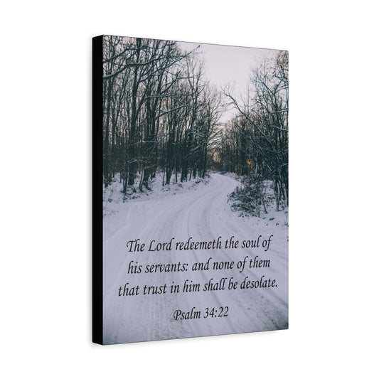 Bible Verse Canvas The Lord Redeemeth The Soul Psalm 34:22 Christian Home Décor Wall Art Scripture Ready to Hang Faith Print