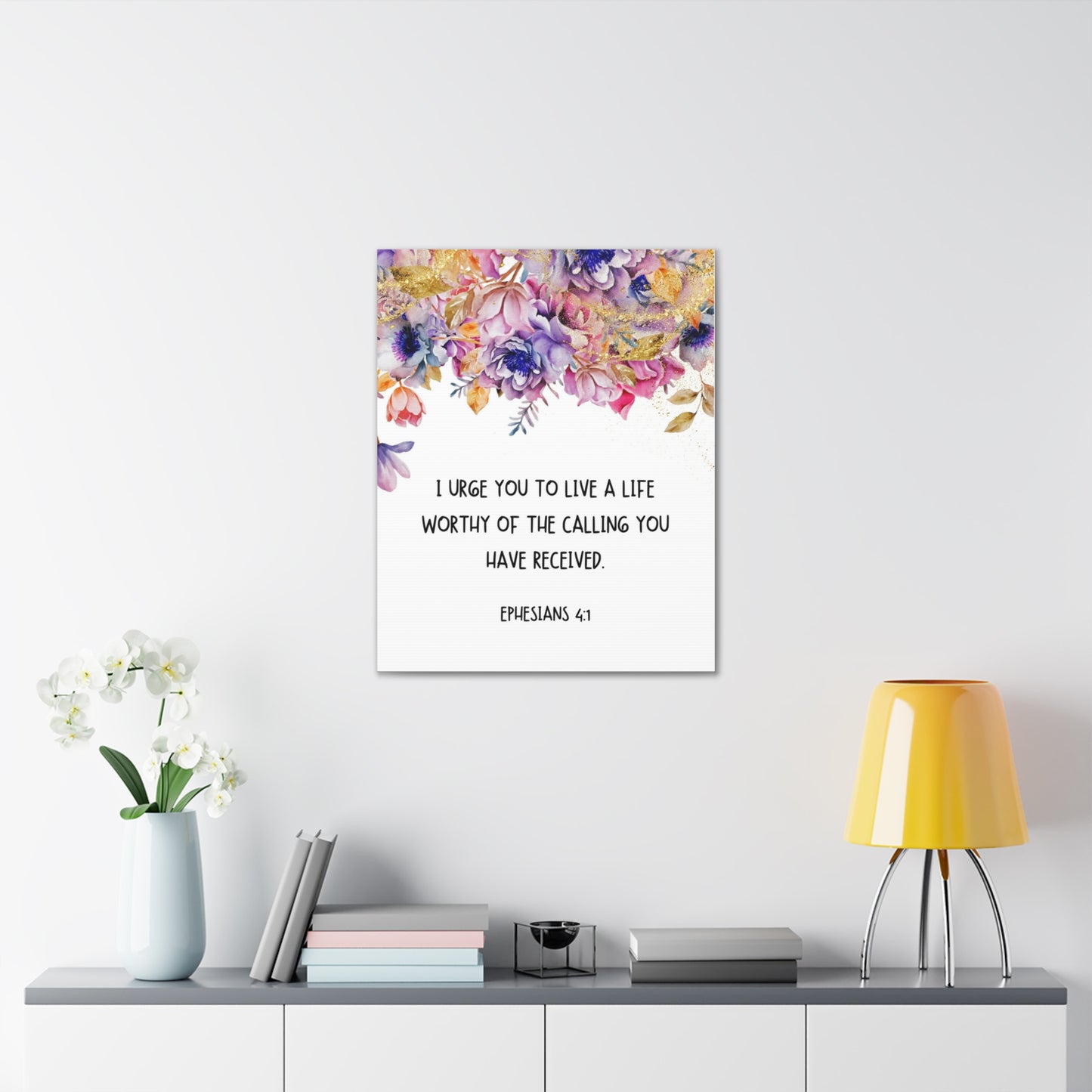 Worthy Of The Calling Ephesians 4:1 Floral Bible Verse Canvas Christian Wall Art Ready to Hang