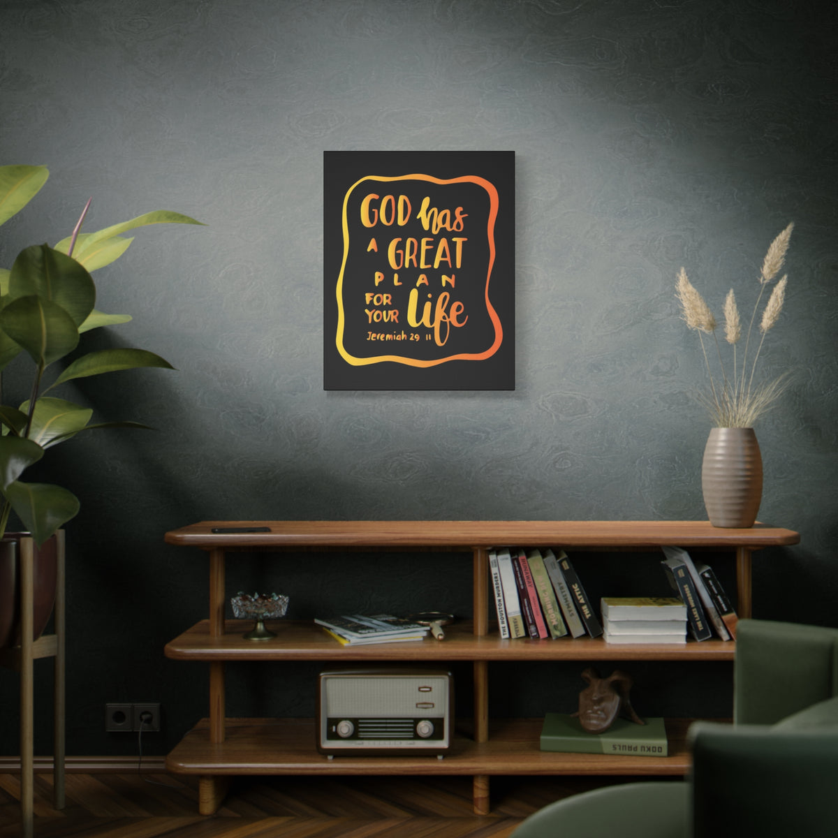 Scripture Canvas A Great Plan Jeremiah 29:11 Black Christian Wall Art Bible Verse Print Ready to Hang