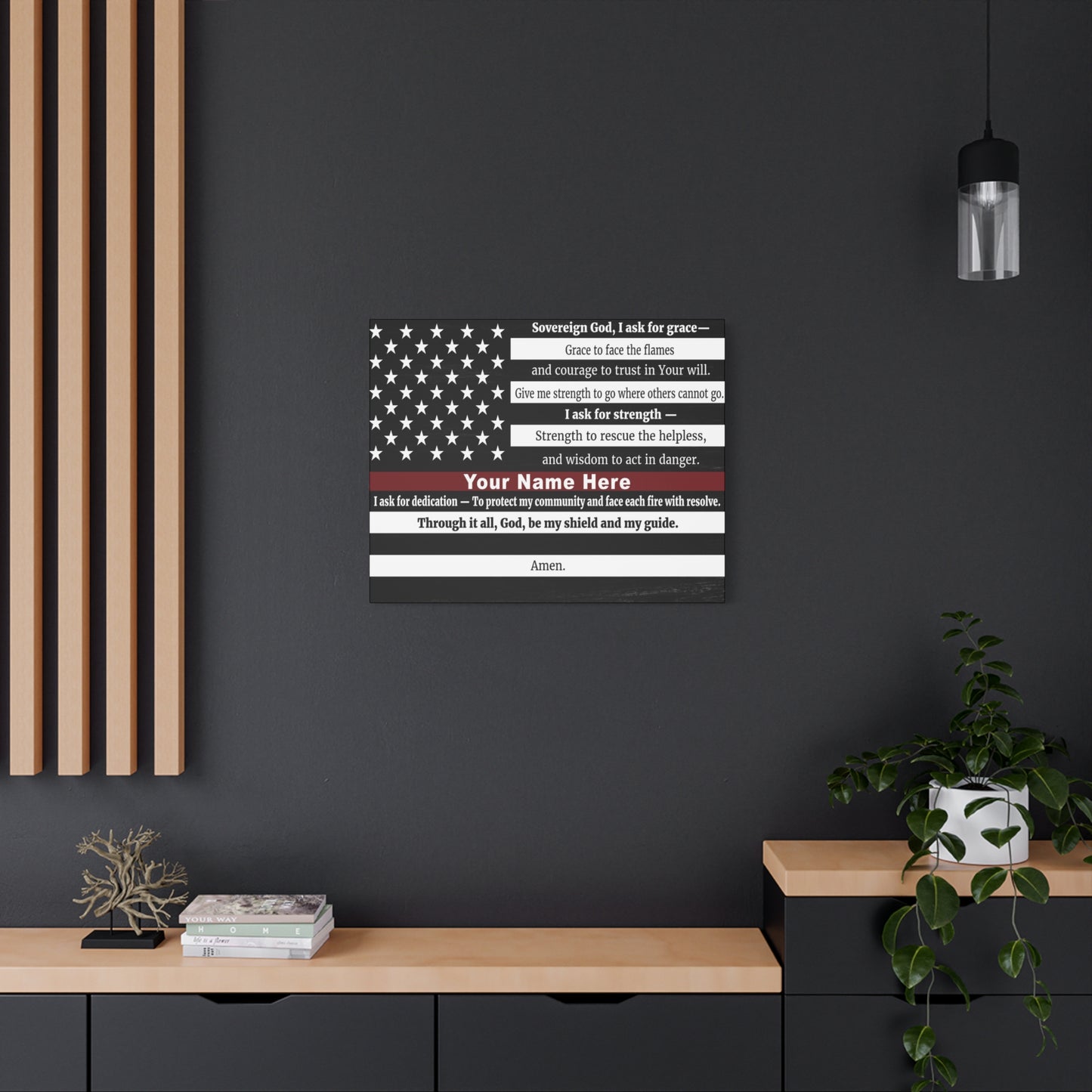 Personalized Firefighter's Prayer Bible Canvas Christian Wall Art Ready to Hang Unframed