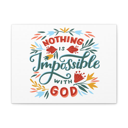 With God Luke 1:37 Colorful Leaves Christian Wall Art Bible Verse Print Ready to Hang