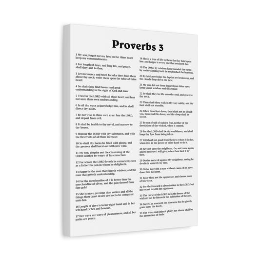 Scripture Walls Proverbs Chapter 3 White Bible Canvas Christian Wall Art Ready to Hang Unframed