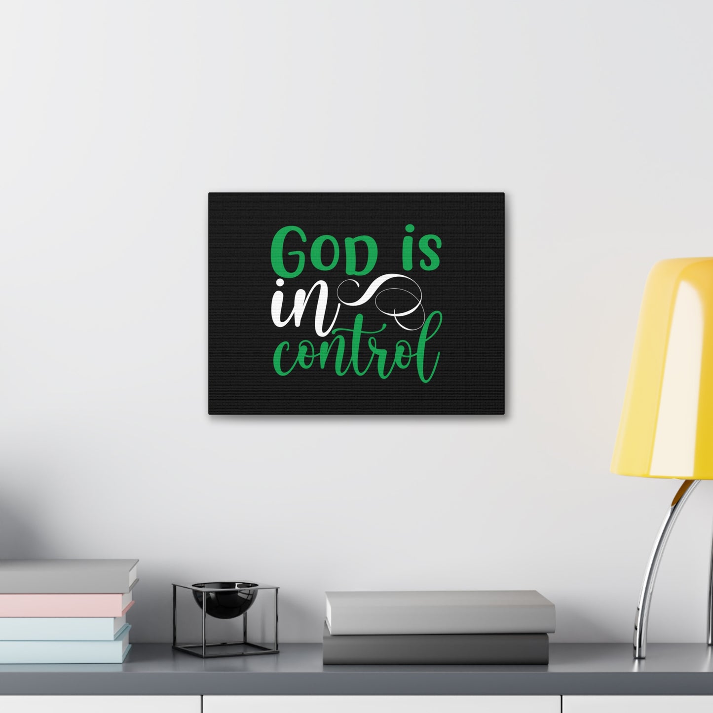 God Is In Control Psalm 27:1 Green Christian Wall Art Bible Verse Print Ready to Hang