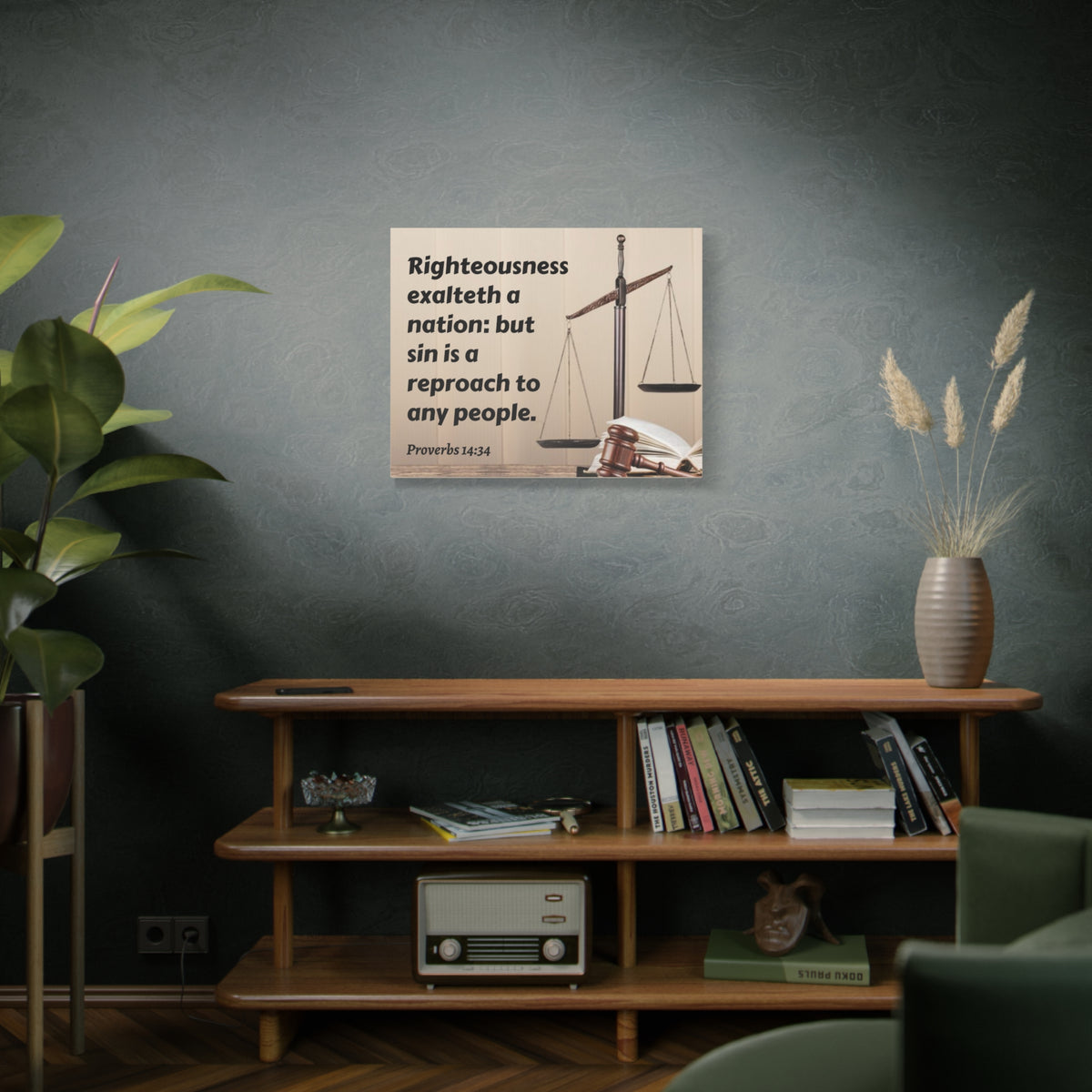 Scripture Canvas Righteousness Proverbs 14:34 Christian Wall Art Bible Verse Print Ready to Hang