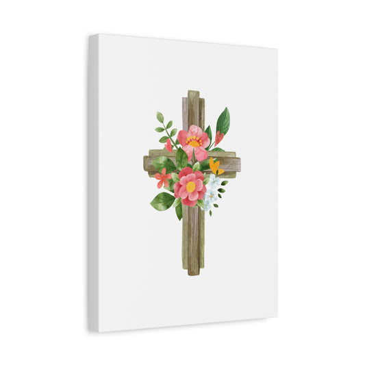 Scripture Canvas Flower Cross Psalm 103:15 Christian Wall Art Bible Verse Print Ready to Hang
