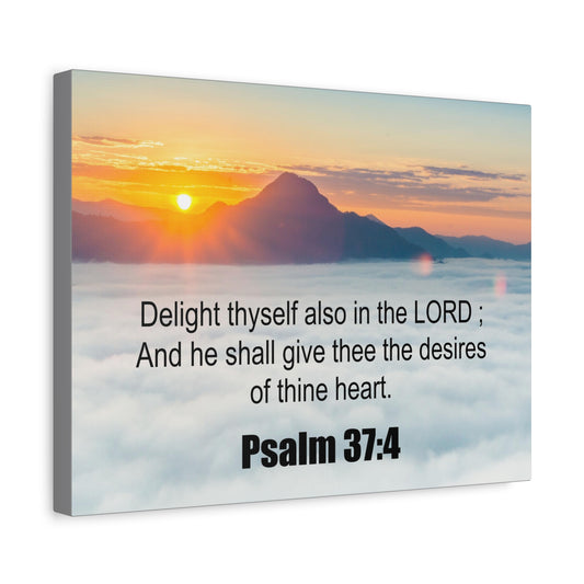 Scripture Canvas Delight Thyself Psalm 37:4 Christian Wall Art Bible Verse Print Ready to Hang