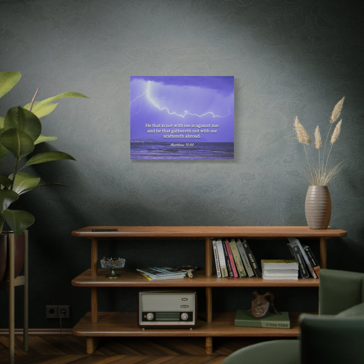 Scripture Canvas With Christ Matthew 12:30 Christian Wall Art Bible Verse Print Ready to Hang