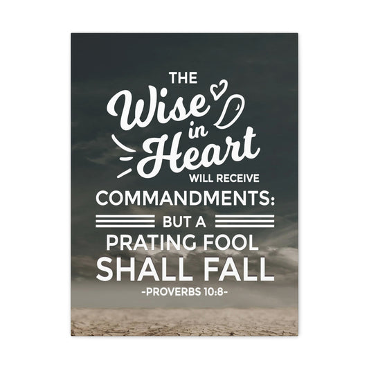 The Wise in Heart Proverbs 10:8 Christian Wall Art Bible Verse Print Ready to Hang