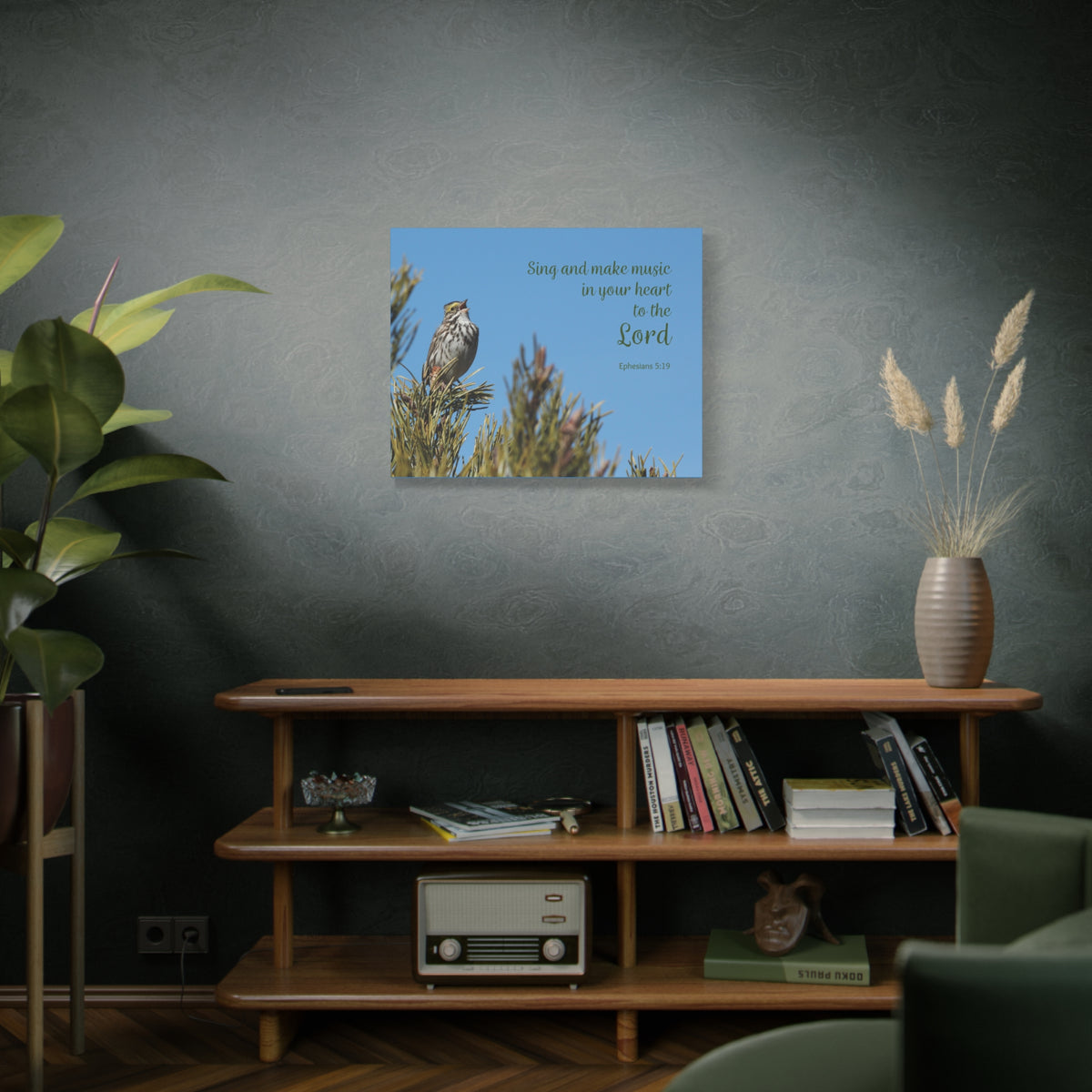 Scripture Canvas In Your Heart Ephesians 5:19 Christian Wall Art Bible Verse Print Ready to Hang