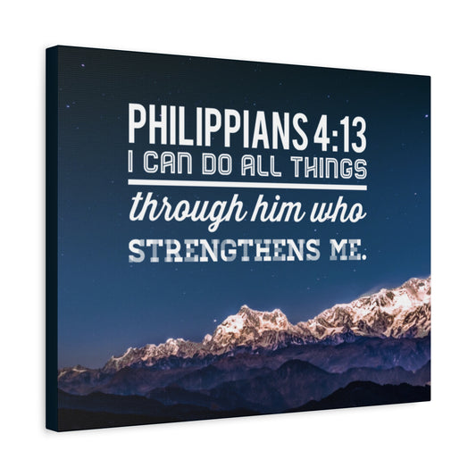 Scripture Canvas Strengthens Philippians 4:13 Blue Sky Christian Wall Art Bible Verse Print Ready to Hang
