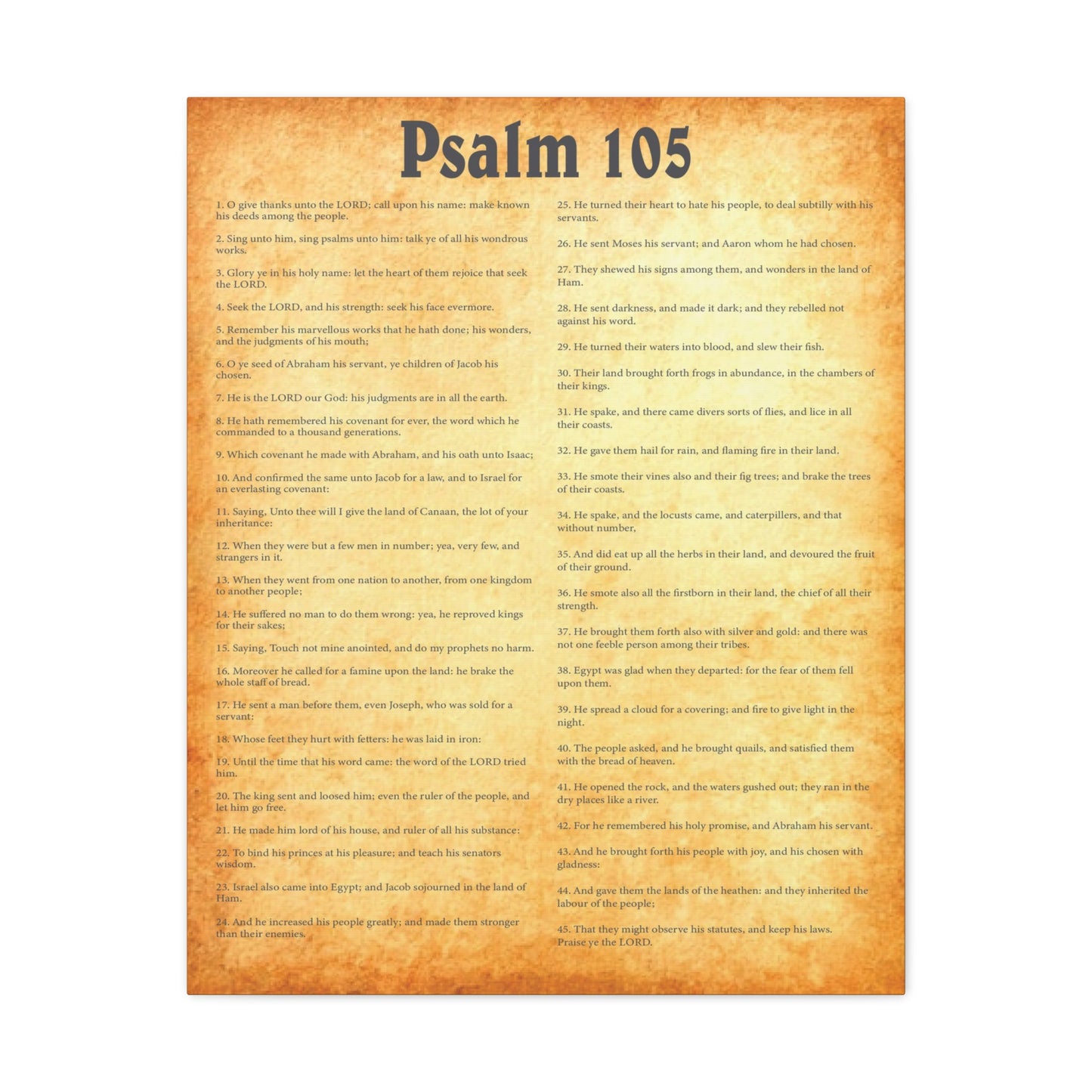 Psalm 105 Gold Bible Chapter Canvas Christian Wall Art Ready to Hang