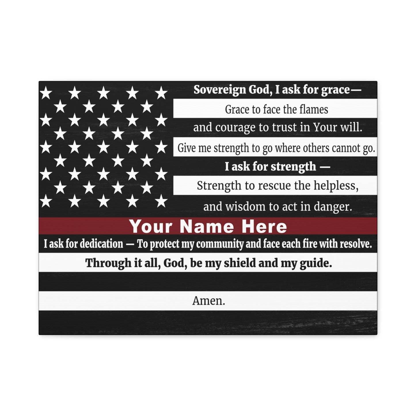 Personalized Firefighter's Prayer Bible Canvas Christian Wall Art Ready to Hang Unframed