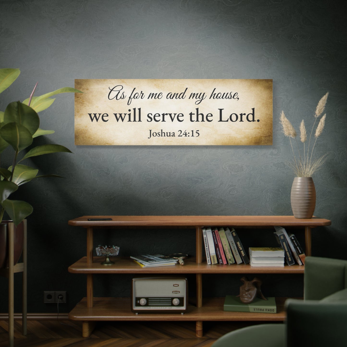 Scripture Walls Joshua 24:15 Gold Bible Verse Canvas Christian Wall Art Ready to Hang Unframed