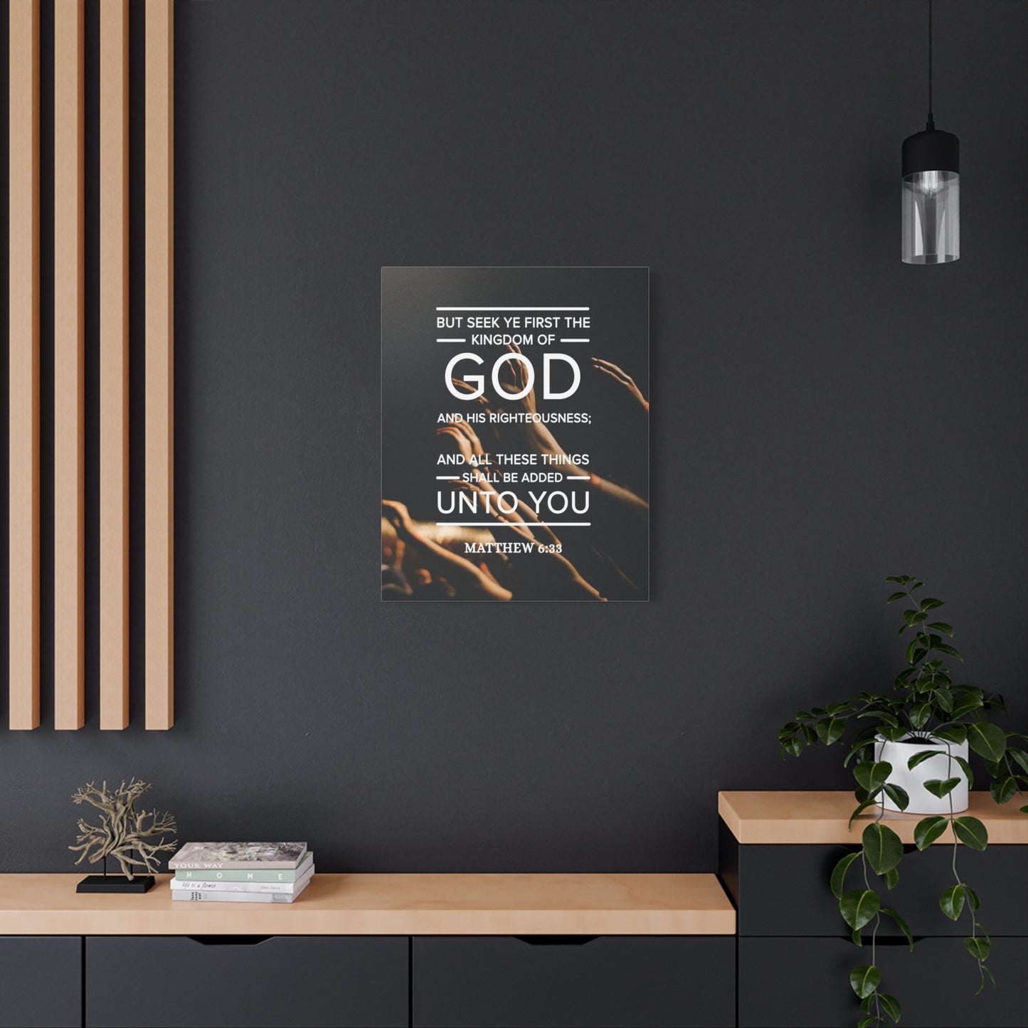 Scripture Canvas Kingdom of God Matthew 6:33 Christian Wall Art Bible Verse Print Ready to Hang