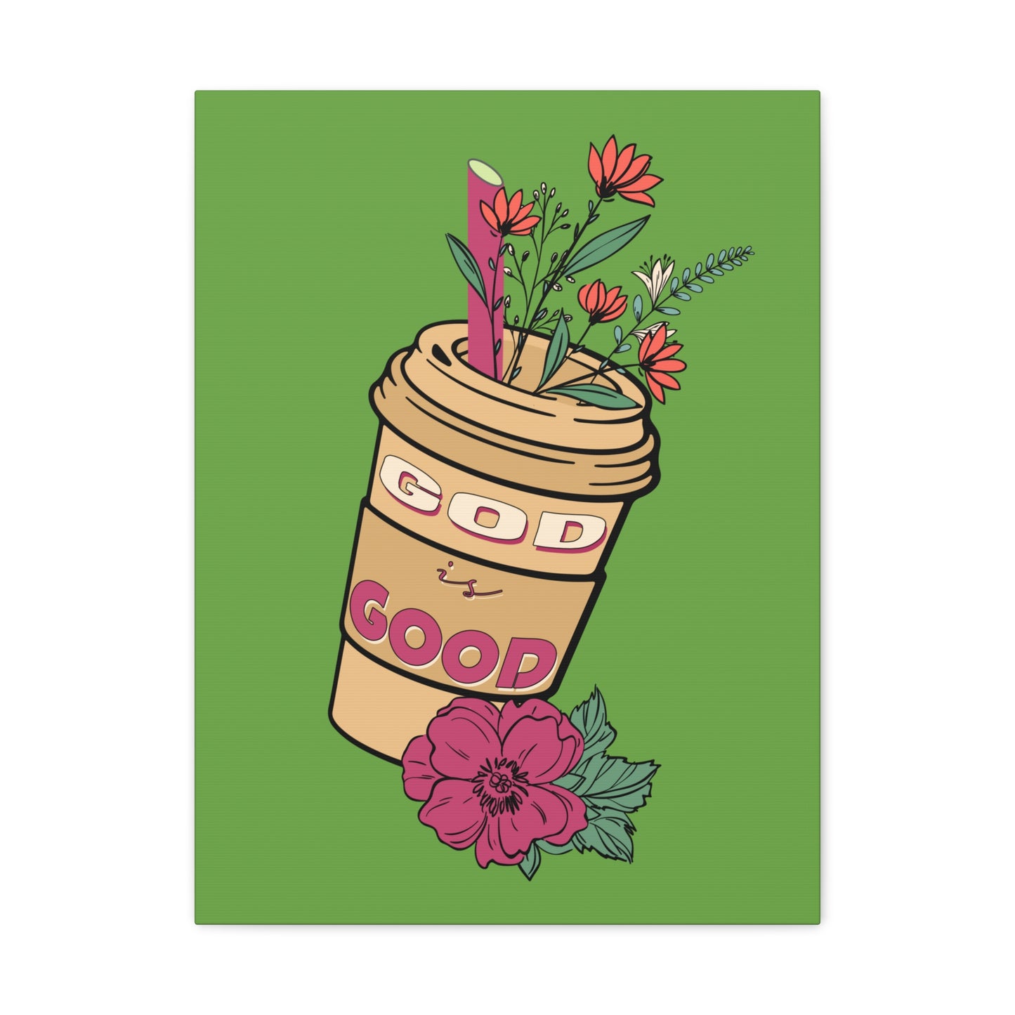 God Is Good Psalm 100:5 Flower Cup Christian Wall Art Bible Verse Print Ready to Hang