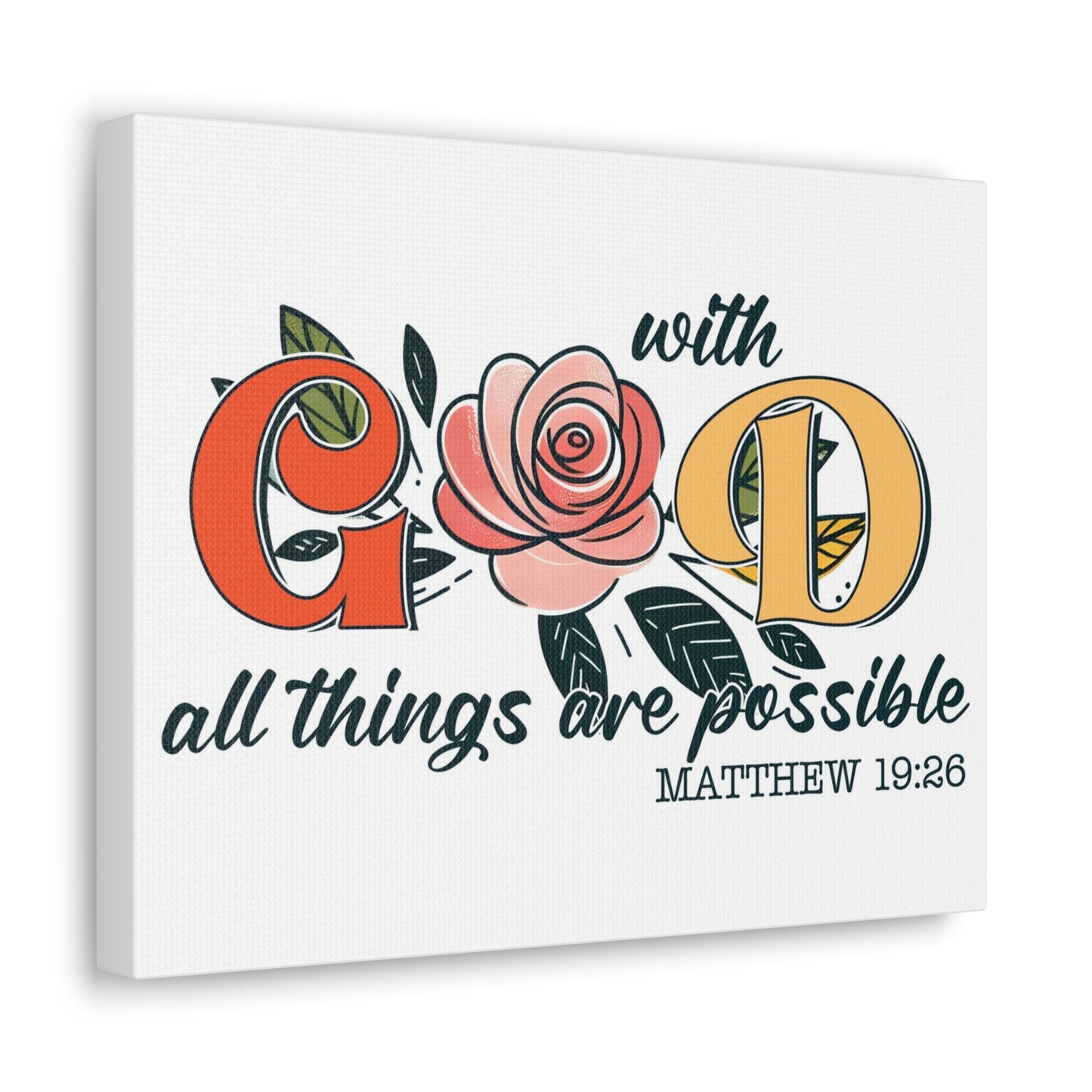 Matthew 19:26 All Things are Possible Bible Verse Canvas Christian Wall Art Ready to Hang Unframed