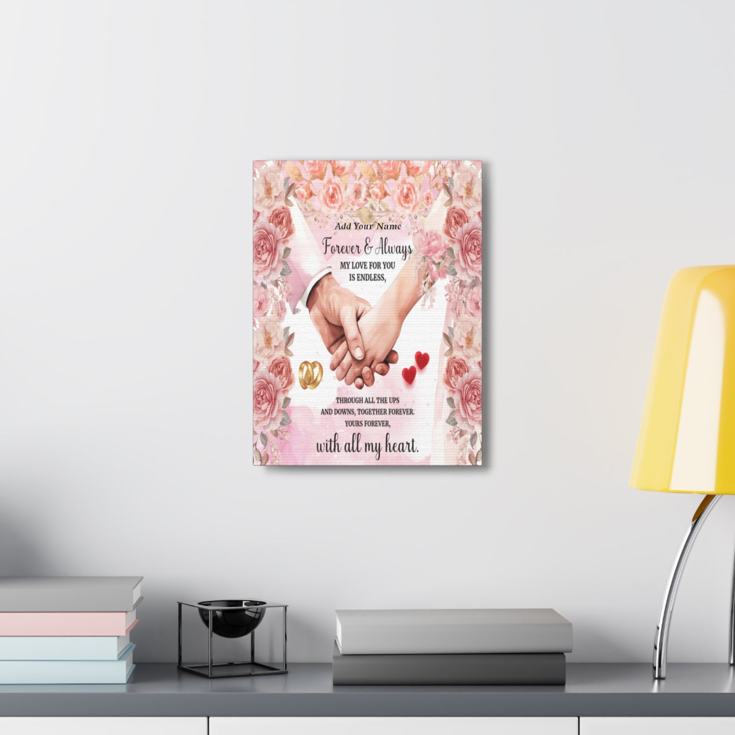 Personalized To My Wife Forever & Always Floral Canvas Wall Art – Romantic Wedding & Anniversary Gift