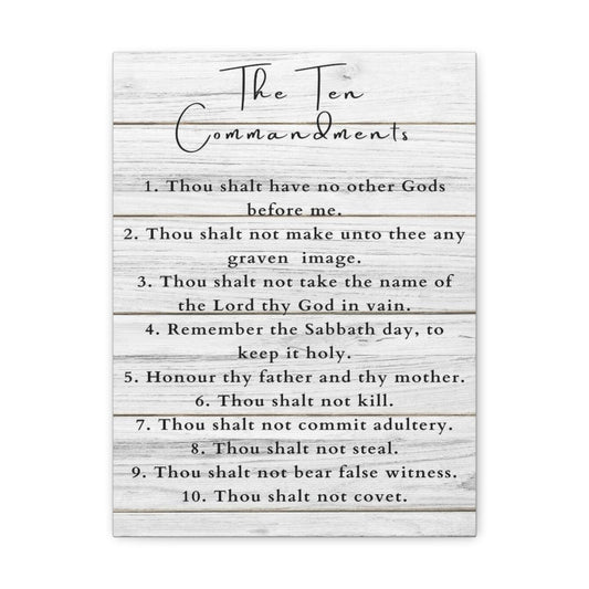 Ten Commandments White Christian Wall Art Print Ready to Hang