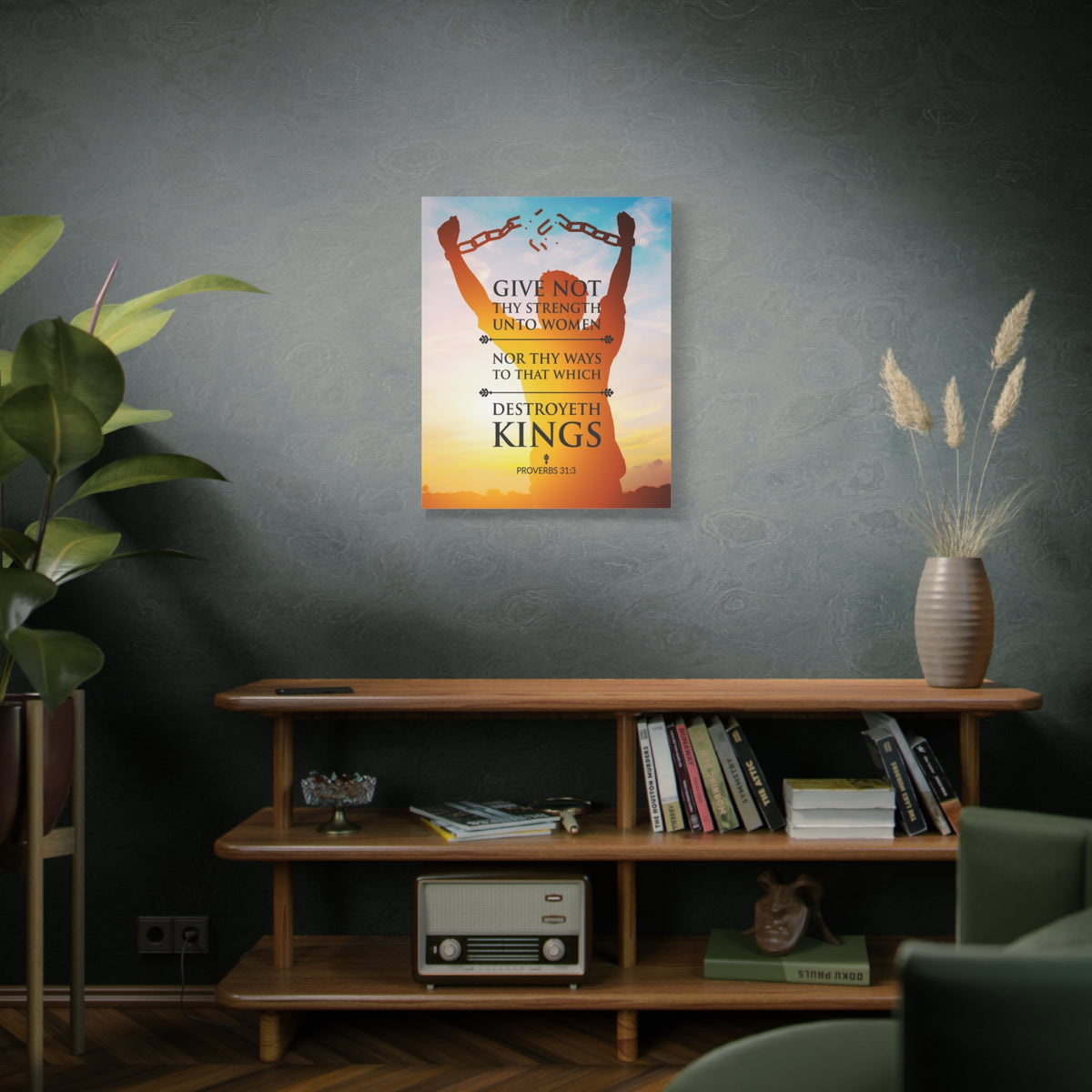 Scripture Canvas Destroyeth Kings Proverbs 31:3 Christian Wall Art Bible Verse Print Ready to Hang