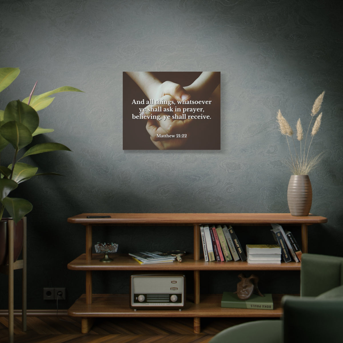 Scripture Canvas Believing Matthew 21:22 Christian Wall Art Bible Verse Print Ready to Hang
