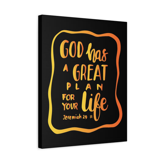 Scripture Canvas A Great Plan Jeremiah 29:11 Black Christian Wall Art Bible Verse Print Ready to Hang