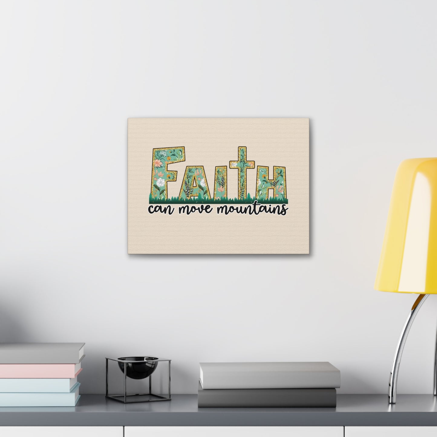 Can Move Mountains Matthew 17:20 Floral Pastel Bible Verse Canvas Christian Wall Art Ready to Hang