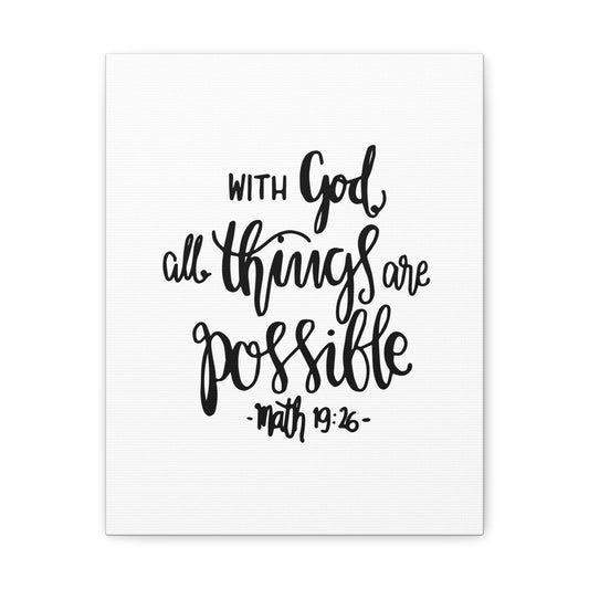 With God All Things Matthew 19:26 Cursive Christian Wall Art Bible Verse Print Ready To Hang