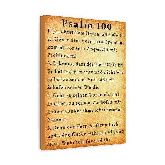 Scripture Walls Psalm 100 German Gold Bible Verse Canvas Christian Wall Art Ready to Hang Unframed