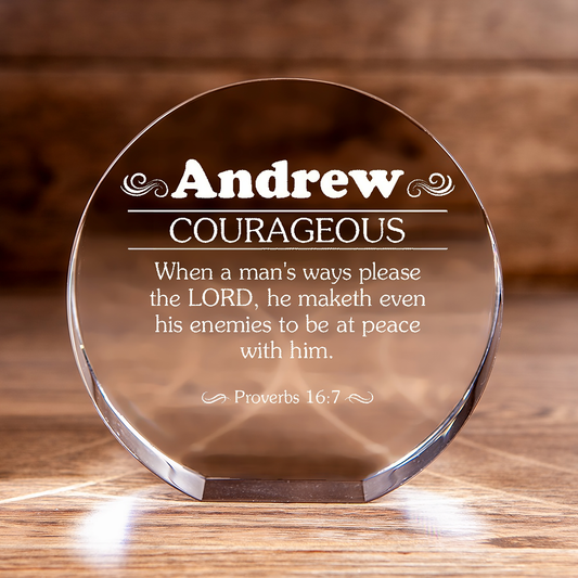 Personalized Christian Gift: Bible Verse Round Crystal Puck Crystal with Custom Name Engraving-Express Your Love Gifts