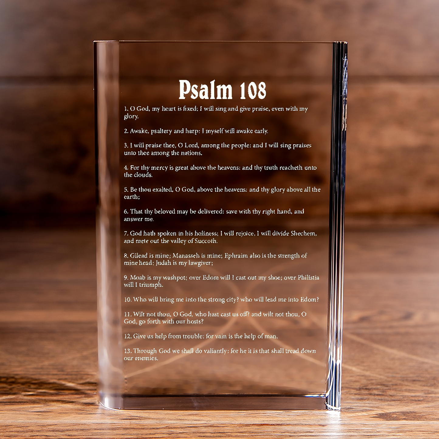 Psalm 108 Laser Engraved Crystal Book - Elegant Religious Gift for Devoted Believers Christian Gift-Express Your Love Gifts
