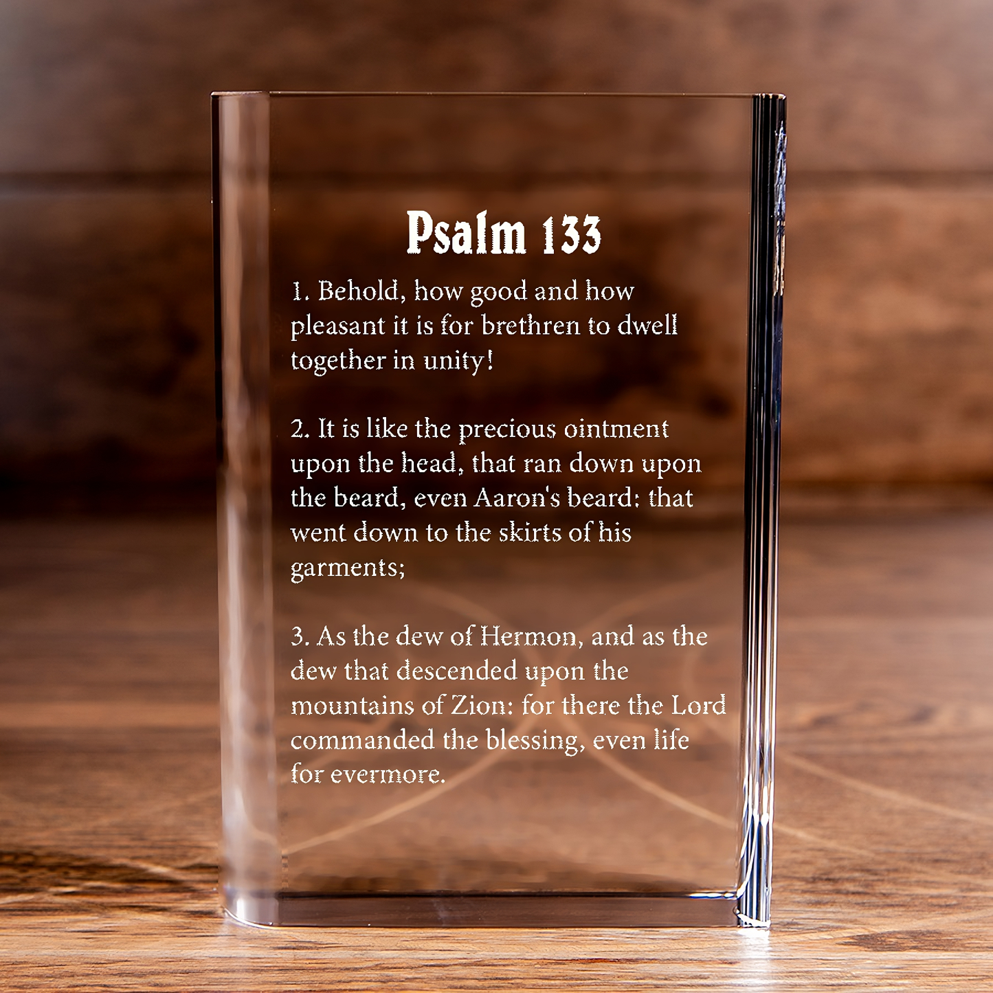 Psalm 133 Laser Engraved Crystal Book - Elegant Religious Gift for Devoted Believers Christian Gift-Express Your Love Gifts